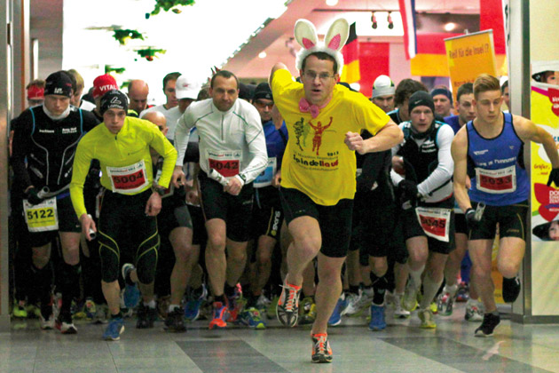 Start zum Spindellauf im Shopping Center